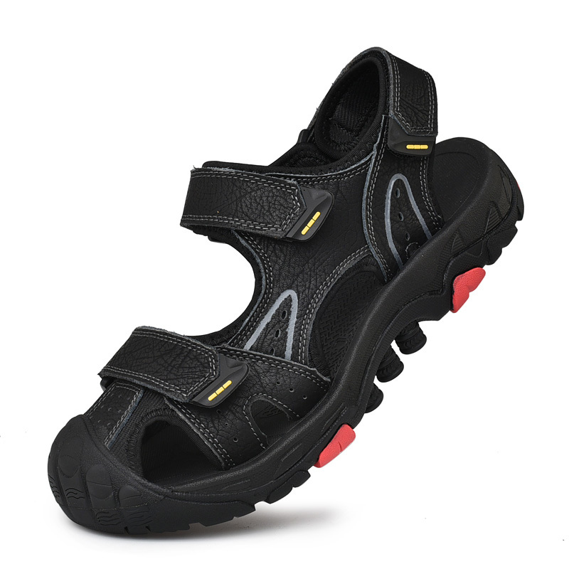 

Male British Style Casual Shoes Cow Leather Summer Beach Sandal Covers Toe Platform Sandals Alias Hombre Zapatos Sandales Lrd1, Picture color