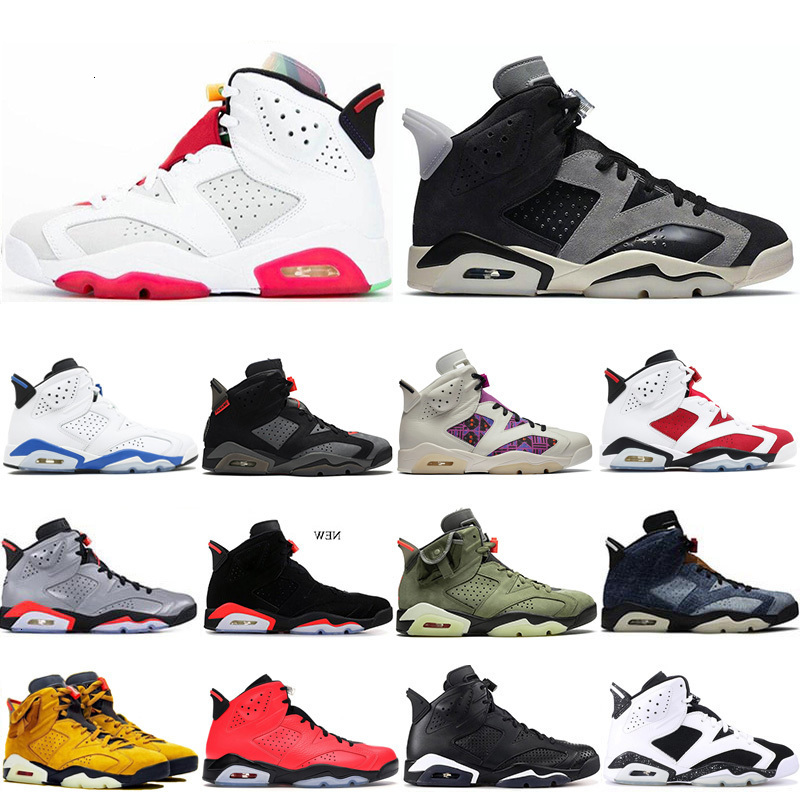 

6 6s Infrared Mens Basketball Shoes Hare Tech Chrome New Bred blue UNC Black cat tinker hatfield Men sports Trainers Sneakers, White;red