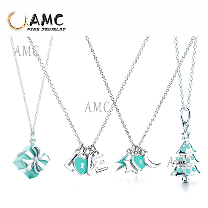 

TF Fashion Classic Sterling Silver Gift Box Christmas Tree Love Xingyue Necklace Lady Christmas Gift Jewelry Wholesale