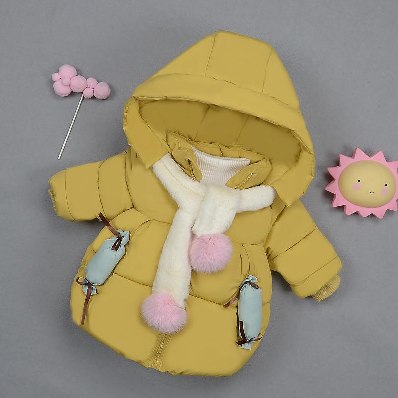 

Girl's down jacket cotton padded jacket 2 baby's clothes 3 winter coat 0-4 years old thickened Princess cotton padded, Black