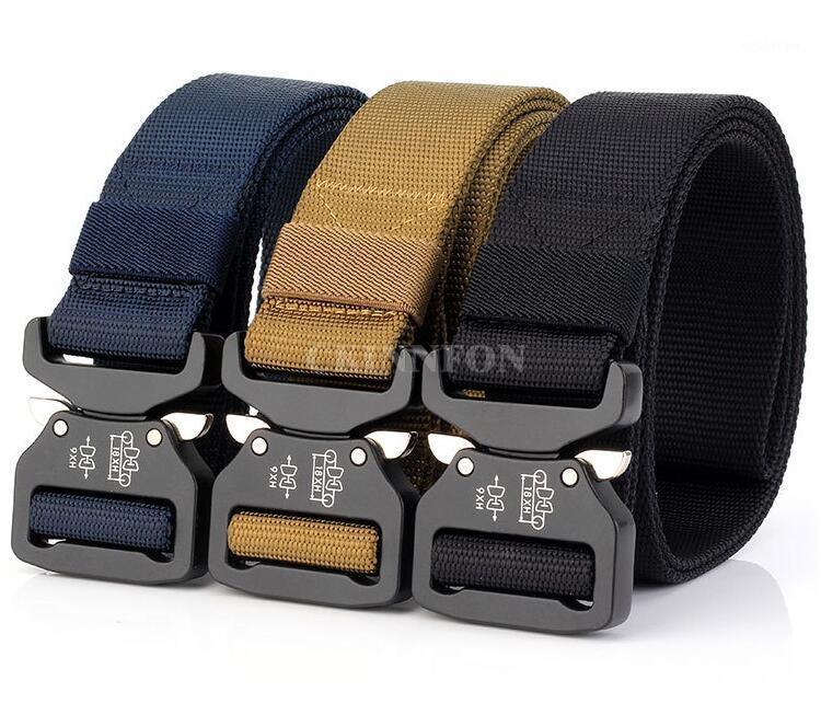 

100Pcs/Lot Mens Tactical Belt Nylon Belt Outdoor multifunctional Training High Quality Strap ceintures1, Brown