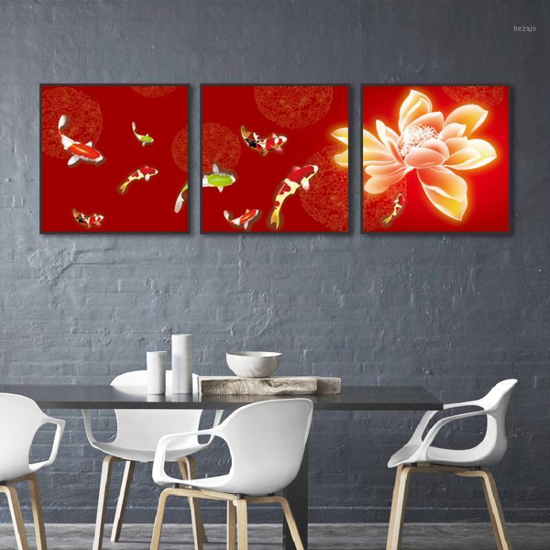 

Different Kinds Of Fishes Glowing Lotus Posters Home Decoration Minimalism Canvas Painting Print Wall Picture for Living Room1