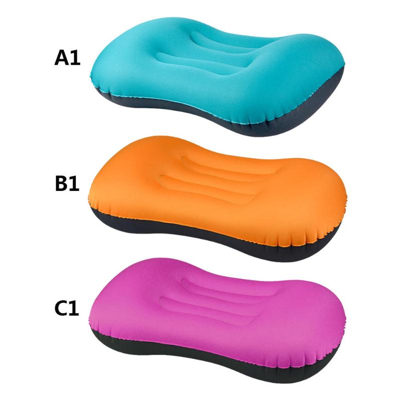 

Travel Pillow Air Cushion Inflatable Double Sided Flocking Cushion Camp Beach Car Plane Hotel Head Rest Bed Sleep Pillow