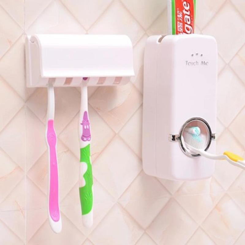 

Toothbrush Holder Bathroom Accessories Set Automatic Toothpaste Dispenser Holder Toothbrush Wall Mount Rack Bathroom Tools Set1
