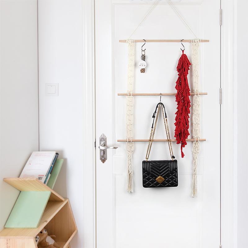 

Northern Europe Porch Shelf Bohemia Wall Decoration Hand-woven Tapestry Wall Hanging Macrame Farmhouse Decor