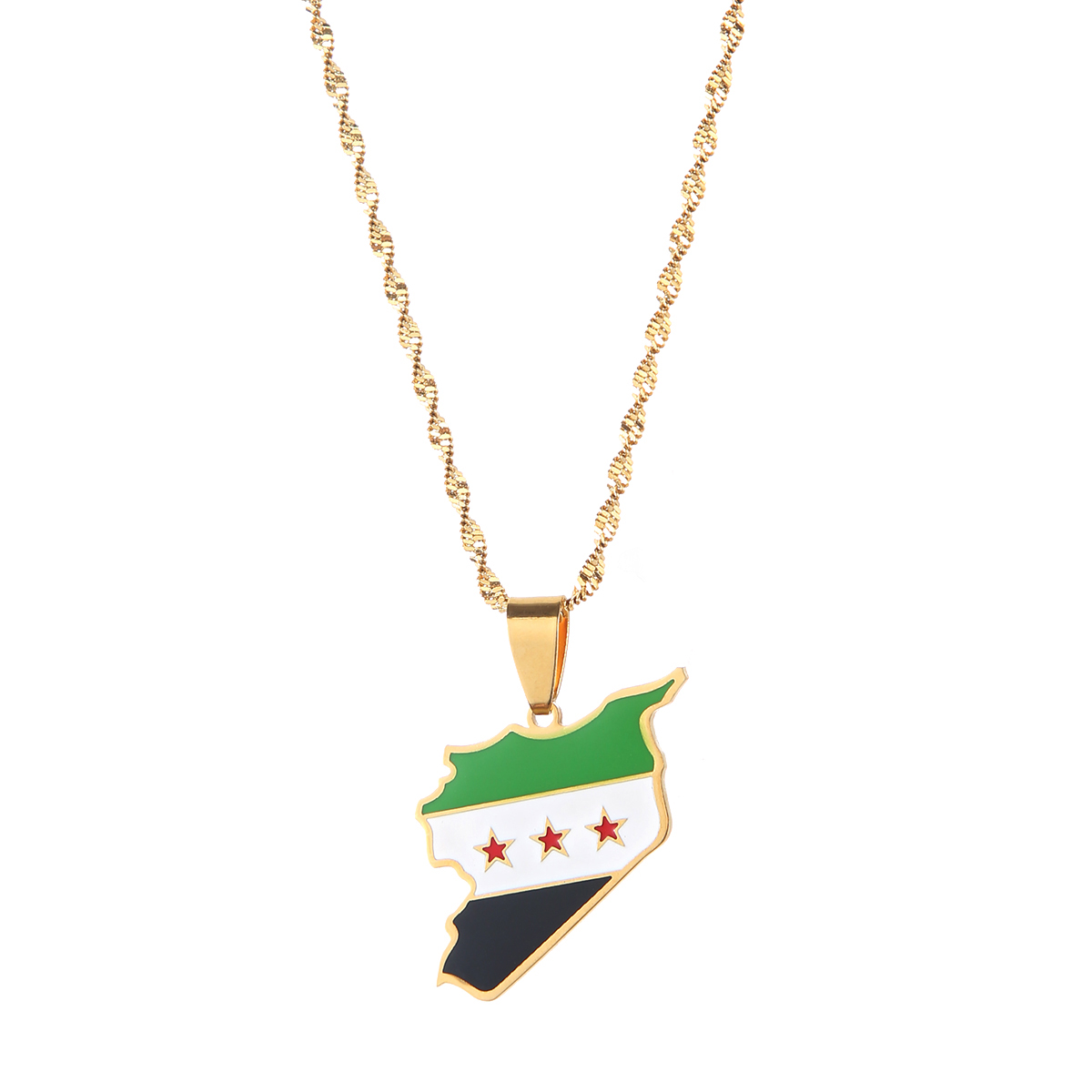

Stainless Steel Trendy Syria Map Flag Pendant Necklaces Syrians Maps Women Necklace