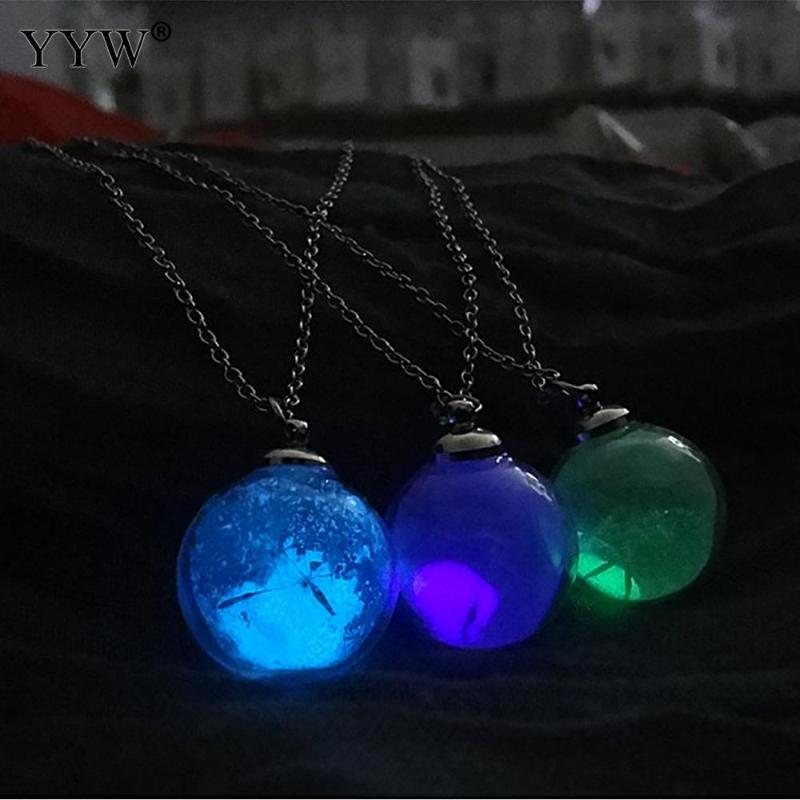 

Glow In The Dark Necklaces Wish Glass Bottle Bague Luminous Statement Necklaces Dandelion Seed Glowing Jewelry Best Friends Gift