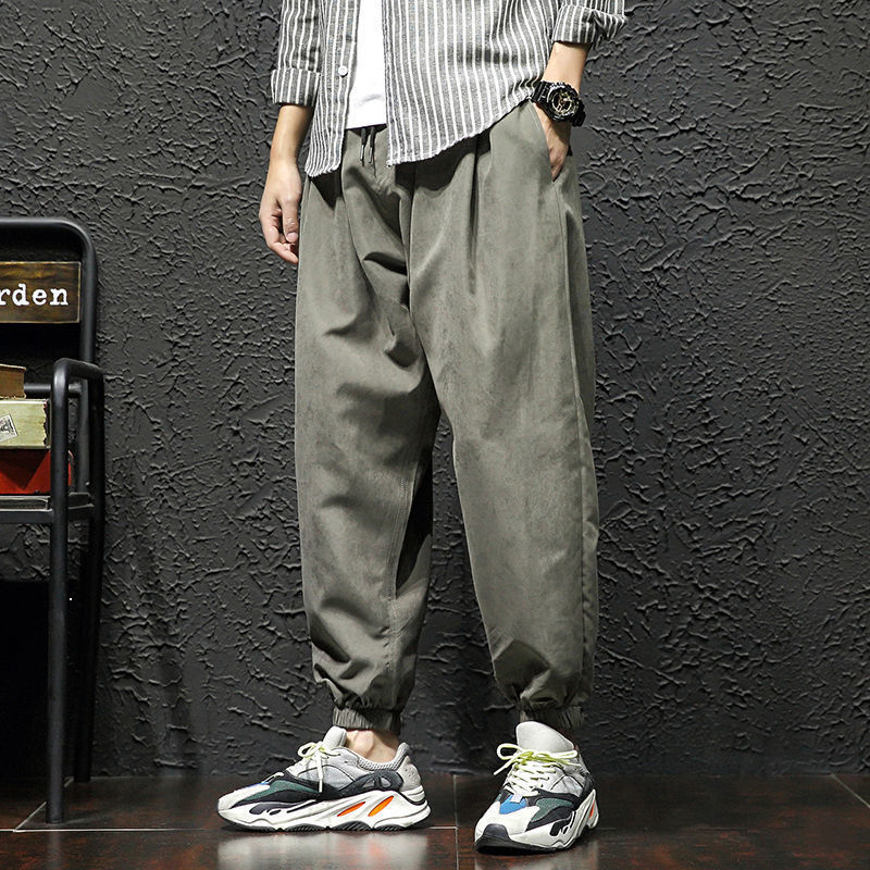 

2021 New Spring Pants Beam Harem Loose Fat Nine Large Points 5xl Wide-leg Black Sport Free KFR9