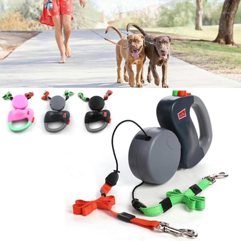 

Dual Headed Pet Leashes Automatic Retractable Dogs Traction Rope Creative Double Dog Walking Leash Chain Pets Supplies1