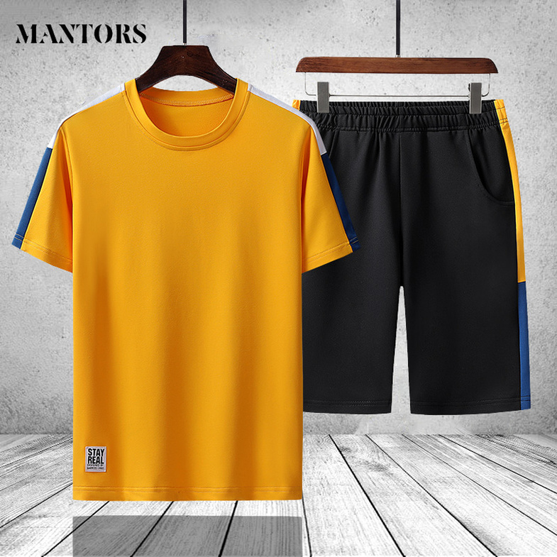 

Casual Men Tracksuit Summer Fashion Mens Sweatsuit Fitness Sportswear Set Short Sleeve T Shirt Shorts Sets Two Piece Track Suit kg-493, Cc246 white