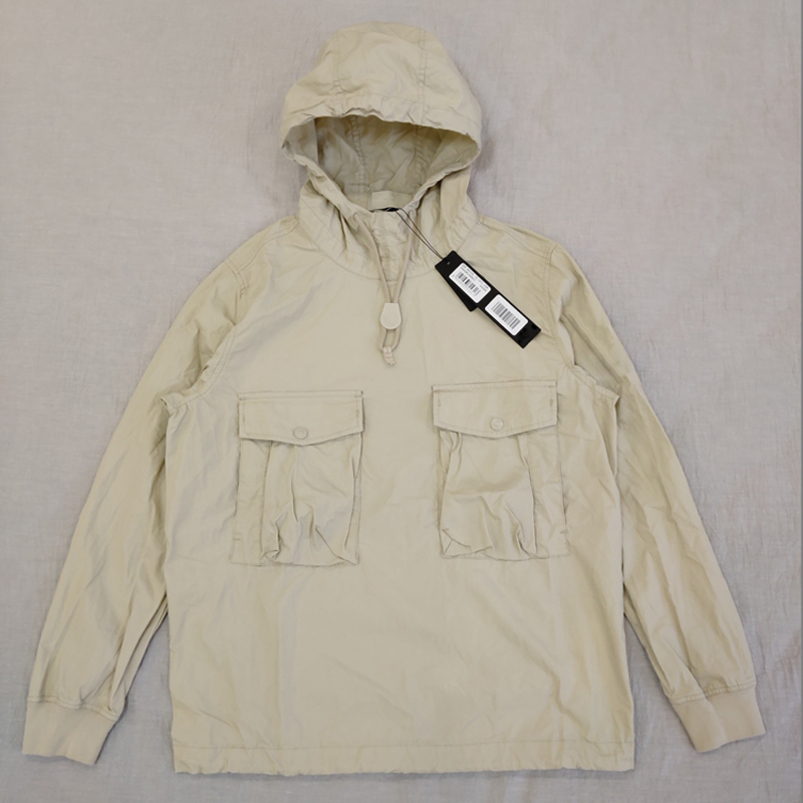 

19SS mens designer hoodie GHOST PIECE SMOCK/ANORAK COTTON NYLON TELA Pullover Jacket Men Women Coats Fashion Outerwear 639F2E45M, Black;brown