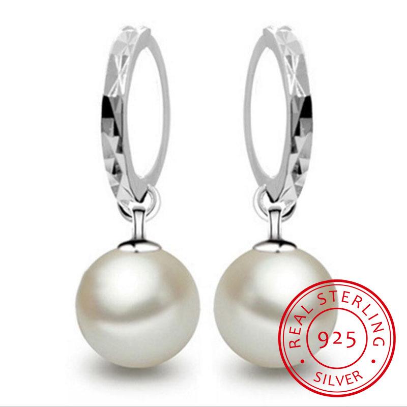 

2020 100% Natural Freshwater Pearl Drop Earrings 8-12mm Pearl Jewelry 925 Sterling Silver Jewelry For Women Best Gift