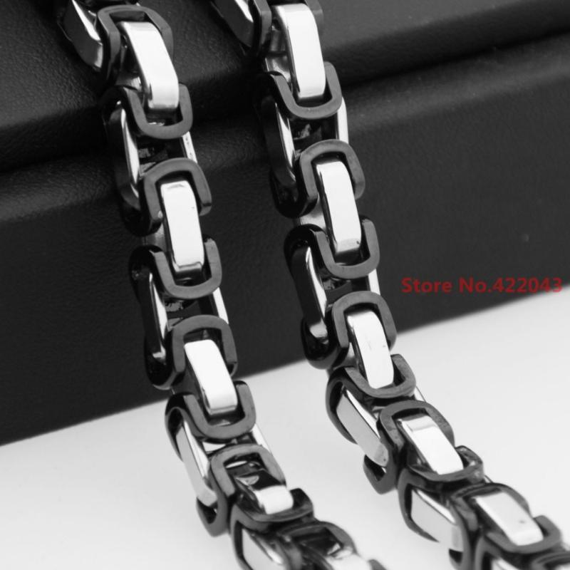

Chains Cool Modal Men 5/6/8mm Byzantine Stainless Steel Braided Chain Bracelet Necklaces Black Silver Color Fashion Mens Jewelry 7-40"