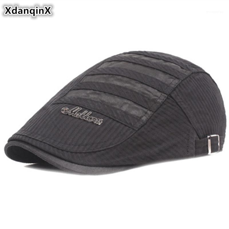 

XdanqinX Adjustable Size Men Retro Cotton Beret Hat Fashion Personality Brands Cap Men's Berets Snapback Cap Vintage Dad Hats1, Black
