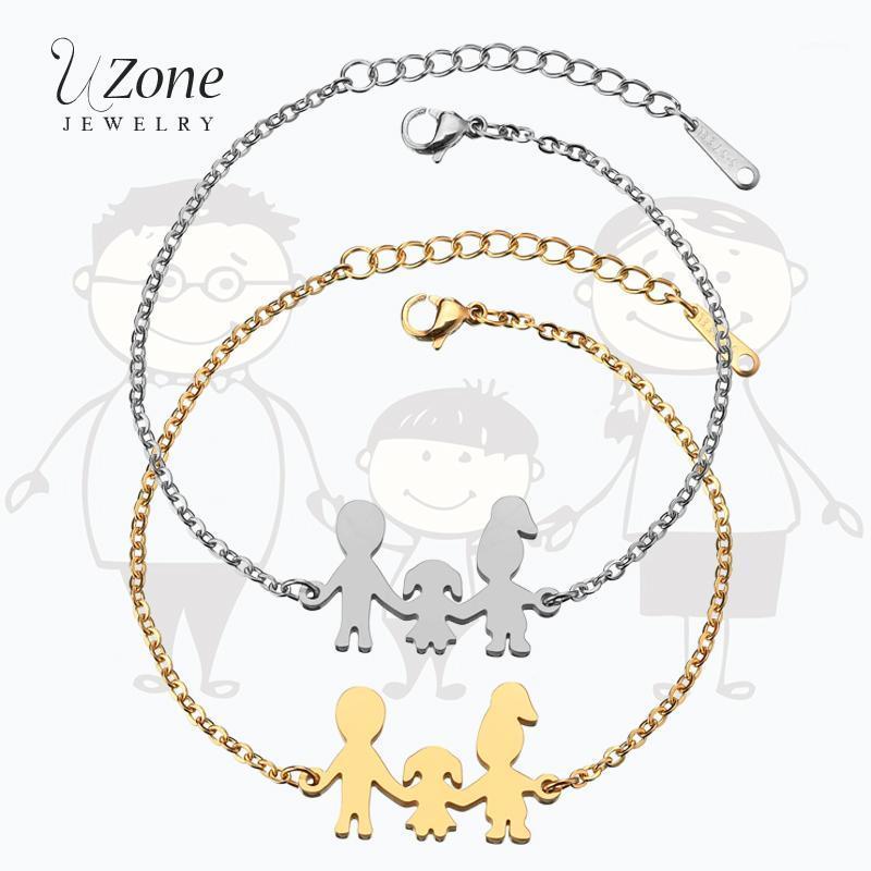 

UZone A Family Of Three Charm Bracelet Father Mother Daughter Kid Girl Stainless Steel Bracelet Wholesale1