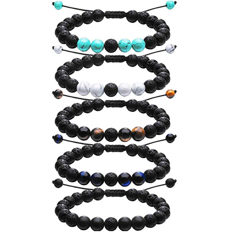 

Adjustable Volcanic Lava Stone Bead Bracelet Yoga Lava Essential Oil Diffuser Bead Braided Bracelets Bangle Healing Balance 132 O2