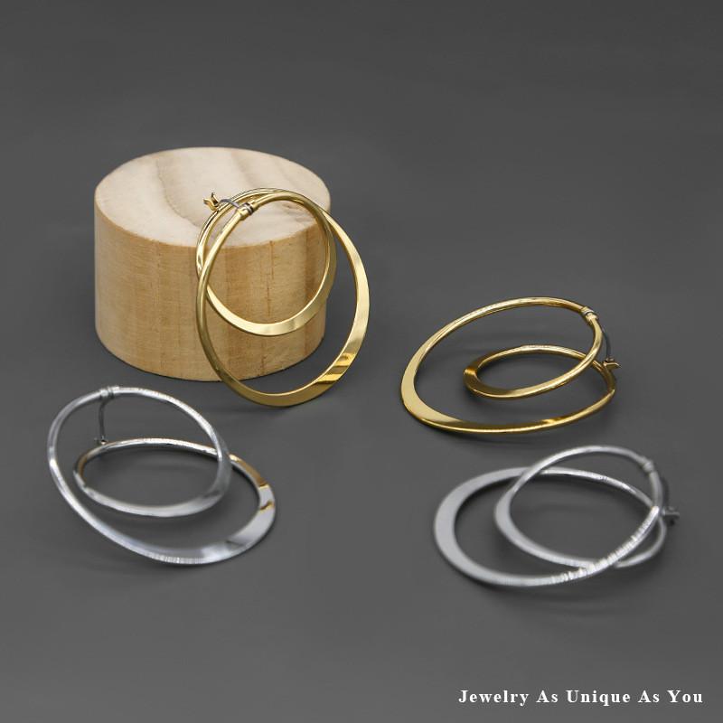 

Copper Plated 18K Gold platinum earrings Metal cool geometry double layer Big Circle Spiral hoop Earring Jewelry Gifts for women