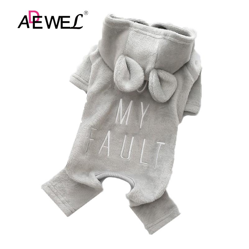 

ADEWEL Autumn And Winter Cat Ears Dog Jumpsuit Dog Plus Size Clothes Solid Color Embroidery Four Legged Clothing Ropa Perro 2XL, Gray