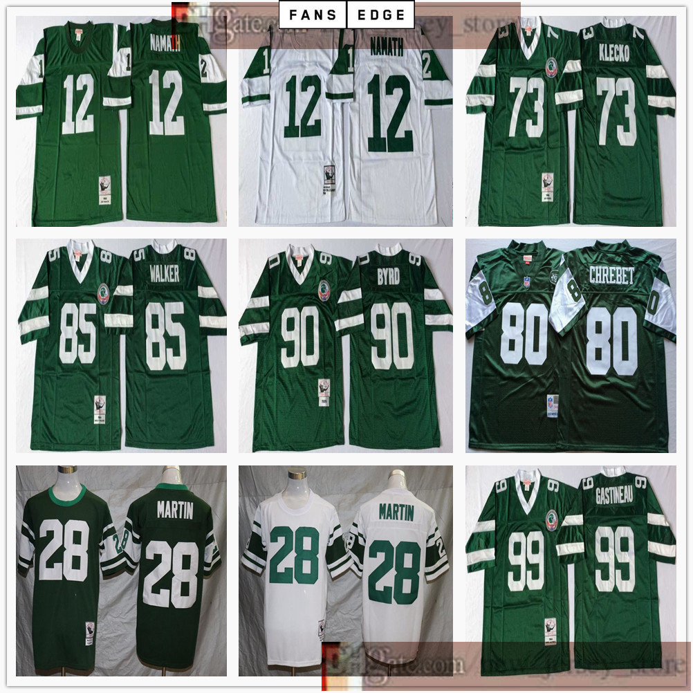 

NCAA Football Retro Vintage 12 Joe Namath Sewn 28 Curtis Martin Joe Klecko Wesley Walker Dennis Byrd Mark Gastineau Chrebet Jerseys Men, As picture