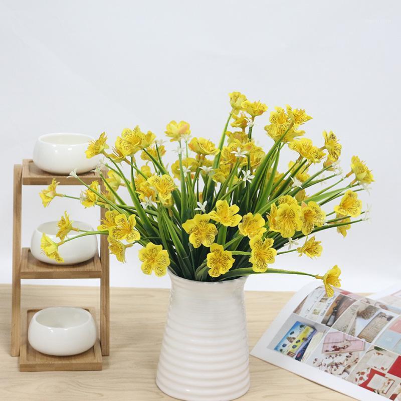 

Flone Artificial Plants Silk Orchid Bouquet Fake Flowers Orchid Wedding Flowers Wall Garden Home Decoration Accessories Flores1, Yellow