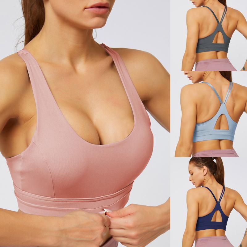 

Women Sports Bra Running Fitness Seamless Push Up Yoga Bra Shockproof Girl Vest Female Quick Dry Workout Gym Tank Activewear, Black