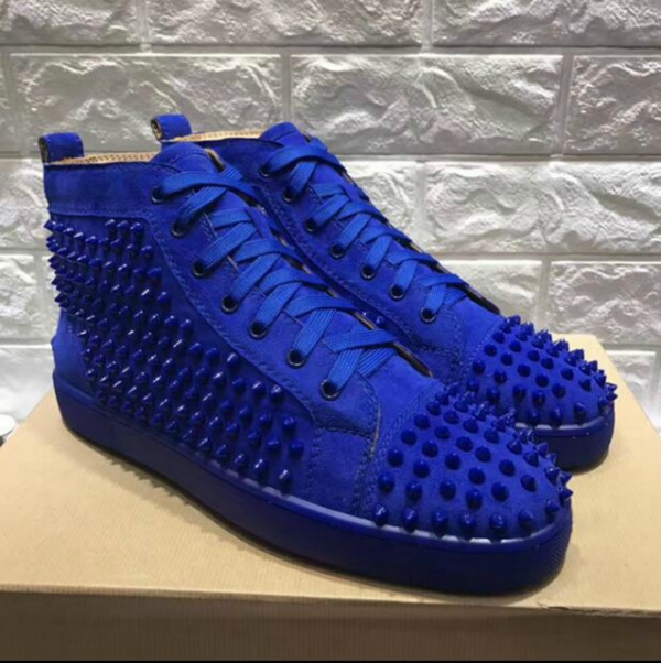 

2021 with box men women redbottom Casual Shoes Luxury sneakers Studded designer for high top black white Spikes Genuine Leather rivet Sneaker with box and Dust bags, 31