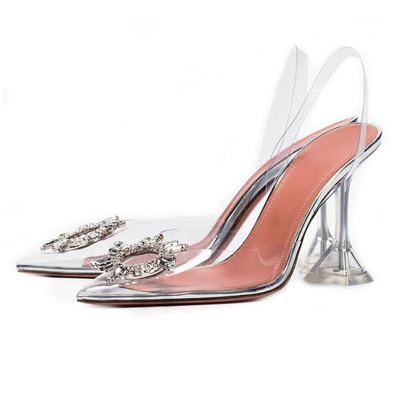 

Pointed Toe Rhinestone Sandals Women Transparent Heels PVC Crystal Cup Heel Back Strap Holiday Sandalias Mujer1