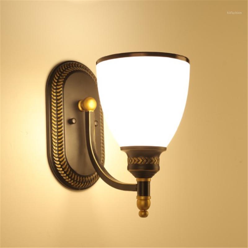 

Vintage loft European Style Oil Rubbed Bronze Wall Lighting Fixture Glass Shades Metal Lamp Sconce Indoor Home Wall Lamps1
