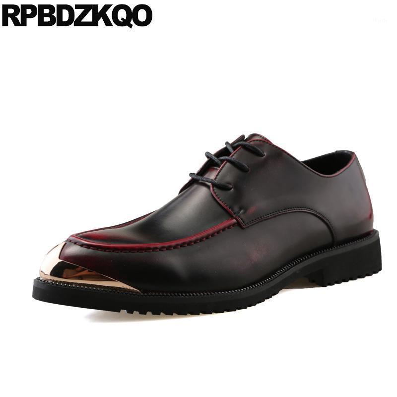 

black men dress shoes with metal tips pointed toe hot sale office british style comfort party 2020 red oxfords lace up designer1, Black 1