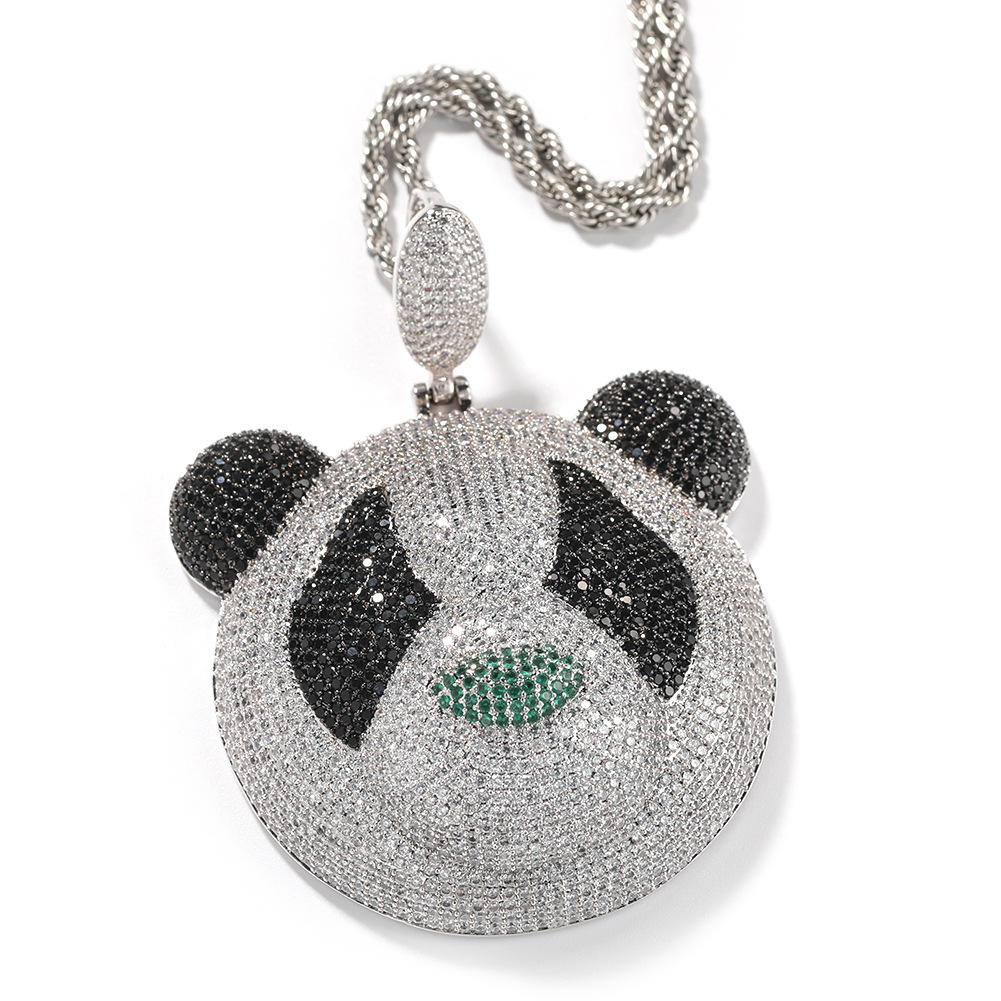 Luxury Design INS Style Animal Panda Pendant Necklace Full Zirconia Micro Pave Mens Gift Jewelry-image-755413736