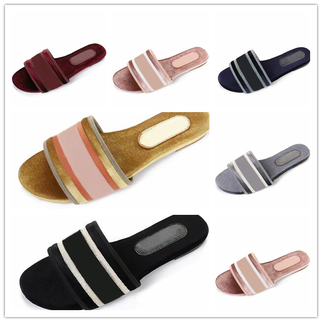 

2020 NEW luxury Designer Ladies Summer Flat Slipper outdoor beach woman Flip Flops Rainbow letters slippers size35-42