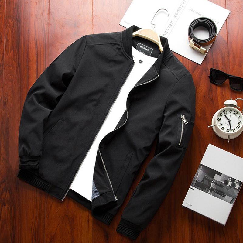 

Men's Jackets 2022 Men Bomber Jacket Thin Slim Long Sleeve Baseball Windbreaker Zipper Male Outwear Brand Clothing, Black;brown