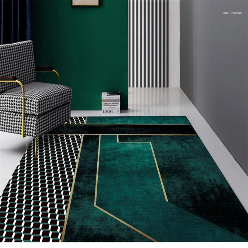

Nordic Luxury Turquoise Color Geometric Carpet Green Living Room Fashion Coffee Table Rug Sofa Carpet Floor Mat Kitchen Bedroom1, As picture