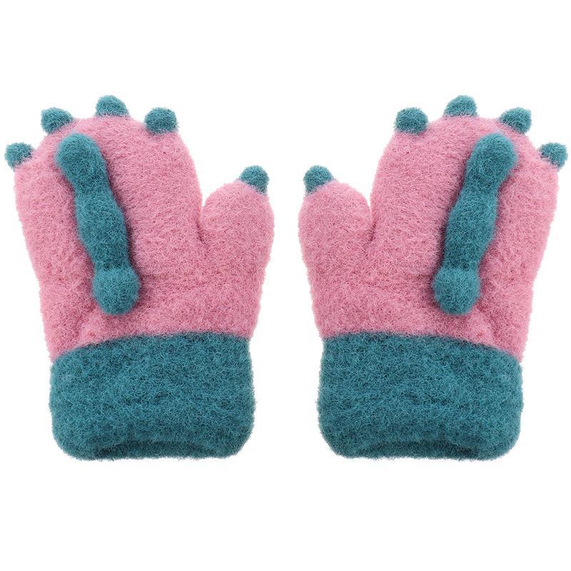 

1 Pair of Winter Warm Gloves Kids Glove Thick Cute Cartoon Finger Gloves