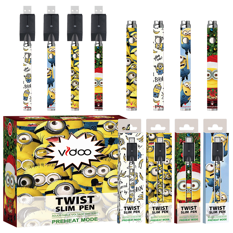 

Custom sticker disposable vapes e cig 380mah preheat battery 510 thread adjustable vape pen variable voltage vape batteries with USB charger