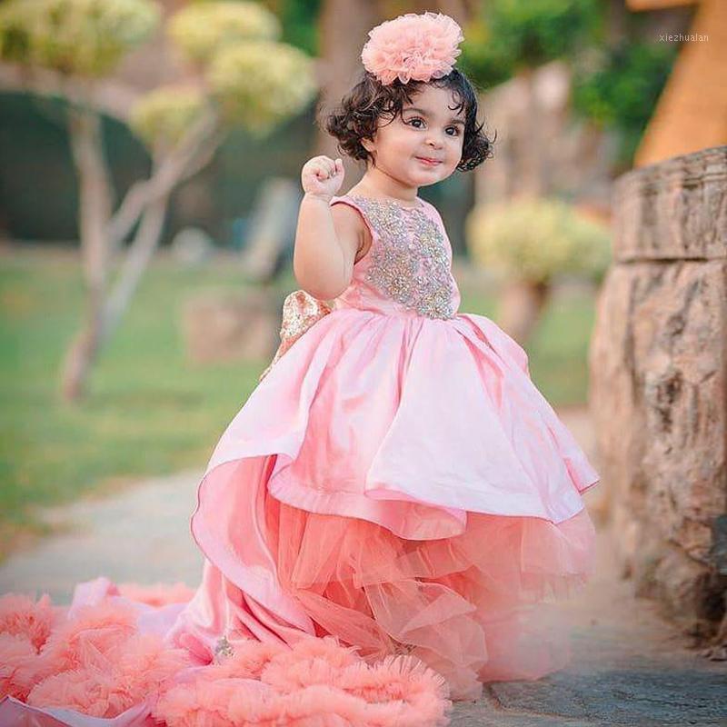 

Pink A Line Flower Girls Dresses 2020 O Neck Lace Beaded Bow Tie Toddler Birthday Party Dress Long Train Kids Communion Dress1, Green