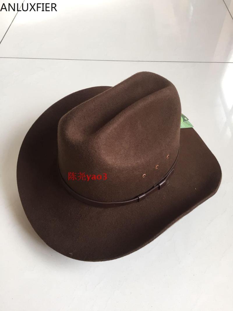 

B-8132 Large Brim Fedora Wool Cap Adult Fashion Woolen Felt Jazz Hat Men Women Cowboy Caps Autumn Winter Trilby Jewish Hat, Black