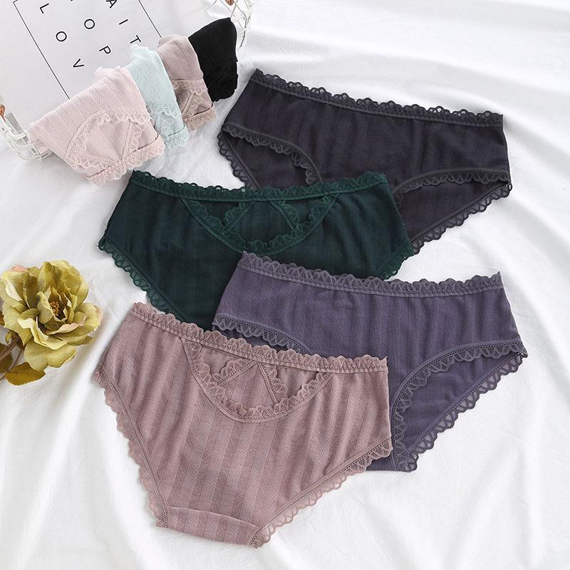 

Sexy women's underwear lace women's briefs thin cotton crotch breathable comfortable panties pink lingere sexi panti1, Black 1pcs