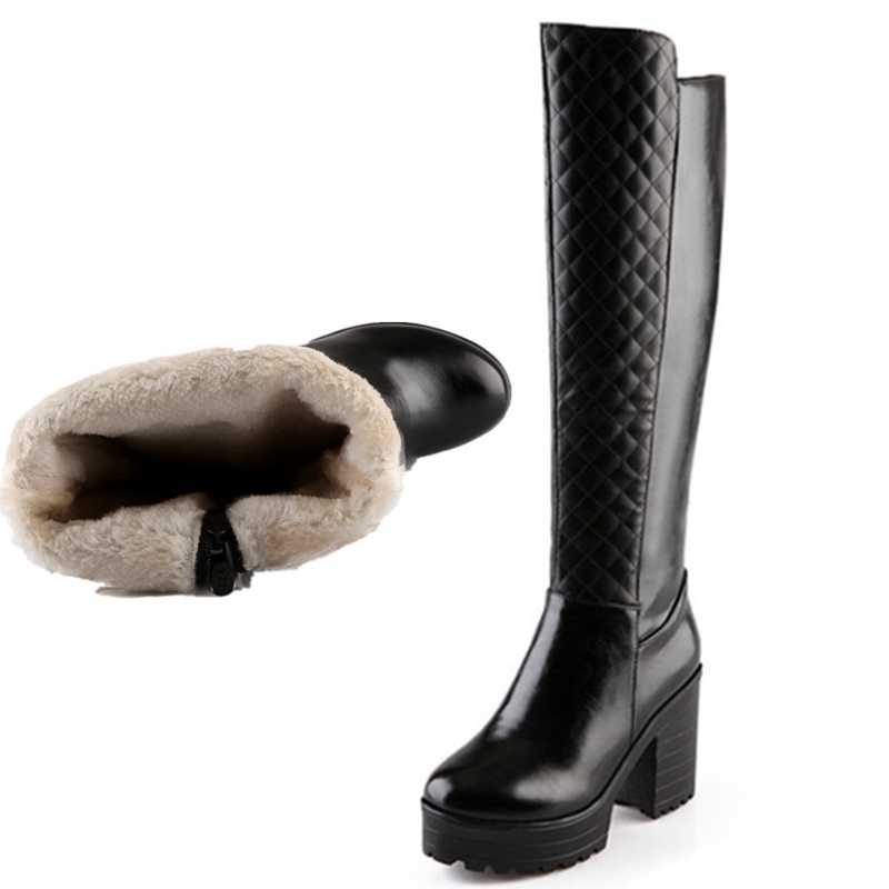 

2021 The New Black-skinned Snow Boots High-knee Women Sexy Winter High-leather Leather Ad4j, White