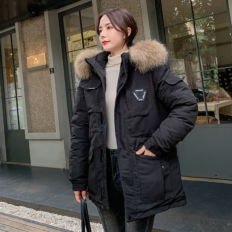 

2021 New Korean Style Women's Winter Jackets Loose Thick Woman Plus Size Hot Parkas with Hood Solid Female Cold Coat 3jgy, Beige