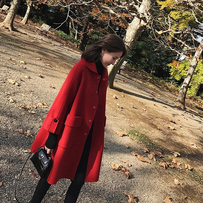 

In the winter of 2020 the new women' fashion temperament is a small woolen coat a long autumn dress small fragrance cashmere, Black