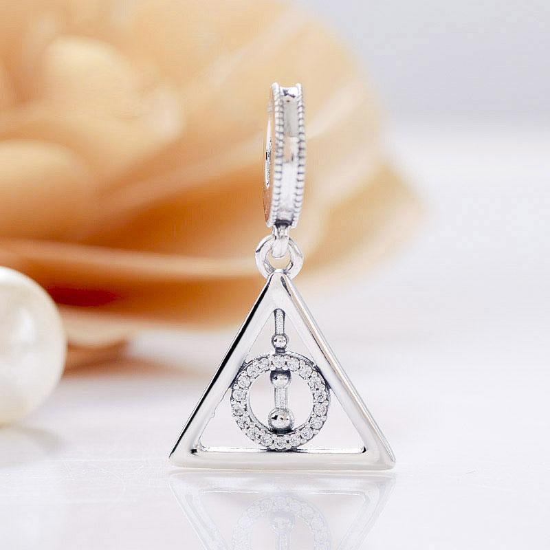

2022 New 925 Sterling Silver Deathly Hallows Dangle Pendant Charm Bead For European Jewelry Charm Bracelets
