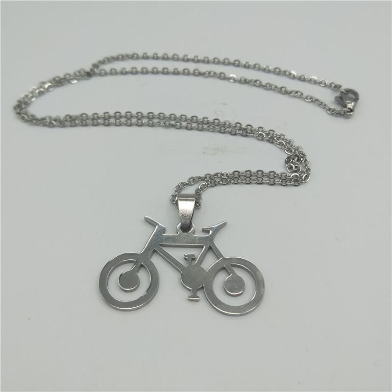 

Pendant Necklaces Stainless Steel Bicycle Charms Wish Card Long Links Chain Statement Necklace For Women Jewelry Gift With