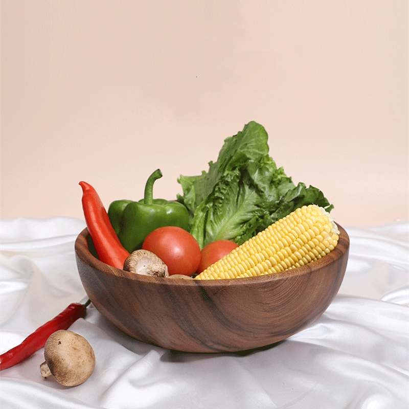 

2021 New Wooden Rice Bowls Pan Candy Fruit Dishes Saucer Dessert Dinner Bread Large Size Wood Plates Storage Bowl 30x10cm Ar27