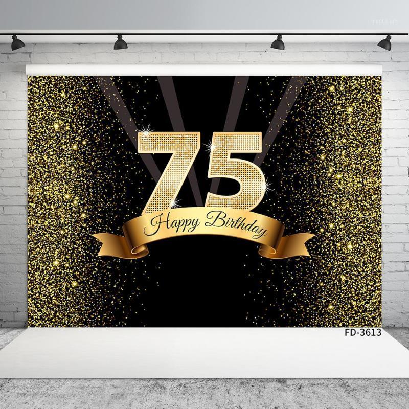 

Photographic Backgrounds Golden Glitter Light Computer Printed Prom Backdrop for 75 Happy Birthday Party Photophone Photo Studio1