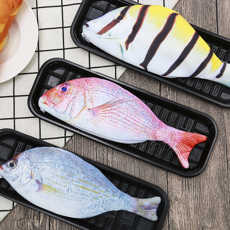 

Fish Pen Bag Personality Imitation Fish Shape Pencil Case Creative loth Pencils Bags School Student Stationery Pen Bag