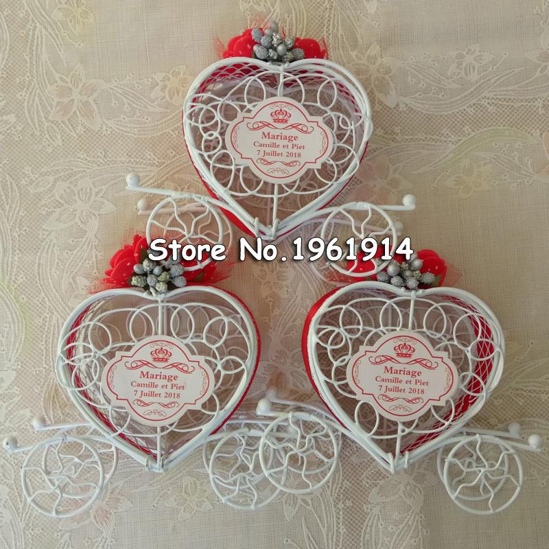 

1pcs European Creative Iron Romantic Heart Shape Pumpkin Carriage Wedding Candy Box Wedding Favor and Gifts Decor