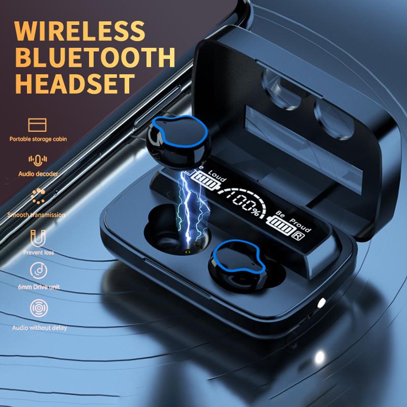 

Upgraded M9 TWS Earbuds True Wireless Bluetooth Headphone IPX7 Waterproof Earphone Hands-free Hi-Fi Music Headphones, Black