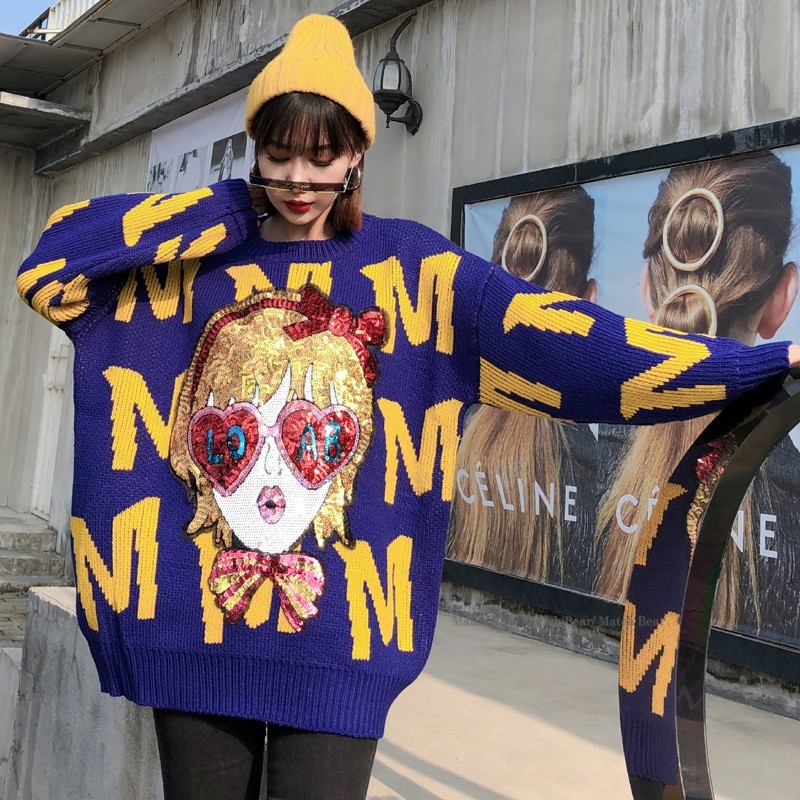 

2020 Autumn and Winter Korean version of the big card release crochet pullover wear women's outer sweater, Rose red