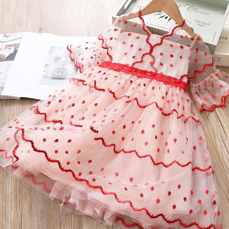 

Girls Dress Summer New Embroidery Dot Baby Kids Clothing es for Vestidos1, Ay061-red